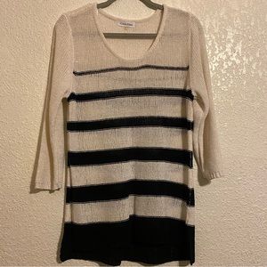 Calvin Klein Black and Creamy White Striped Shirt